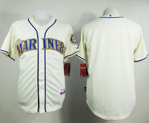 Mariners Blank Cream Alternate Cool Base Stitched MLB Jersey - Click Image to Close